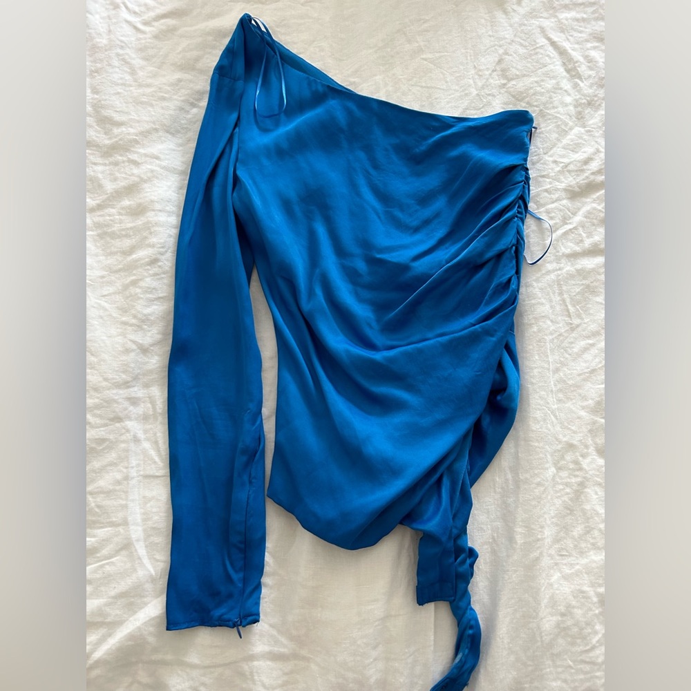 Blue Asymmetrical Zara Bodysuit